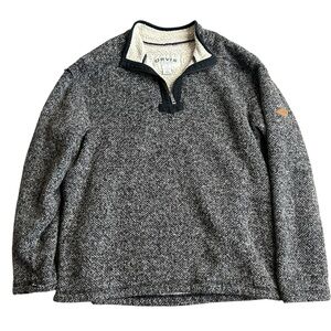 Orvis‎ Men’s Sherpa Lined 1/4 Zip Sweater Gray Black Fleece Pullover Size Large